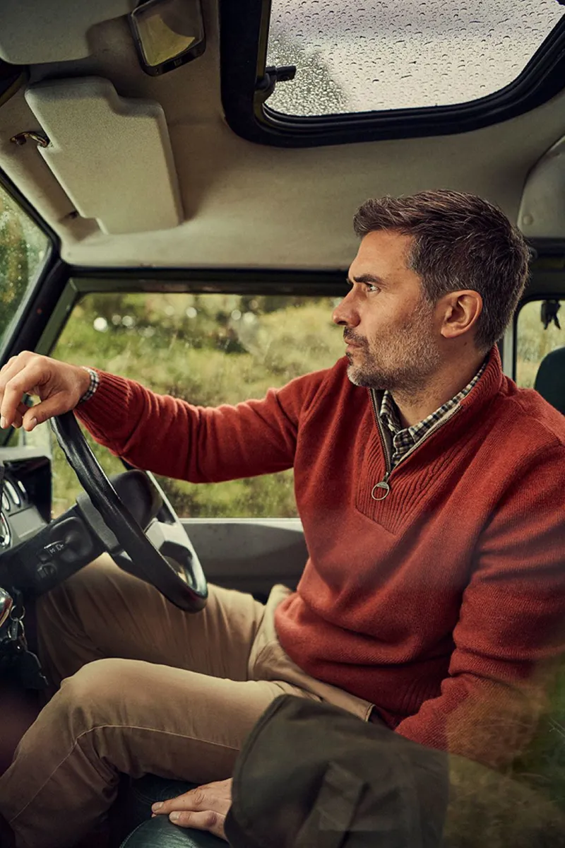 Barbour Nelson Essential Half Zip Jumper Brick Red-1